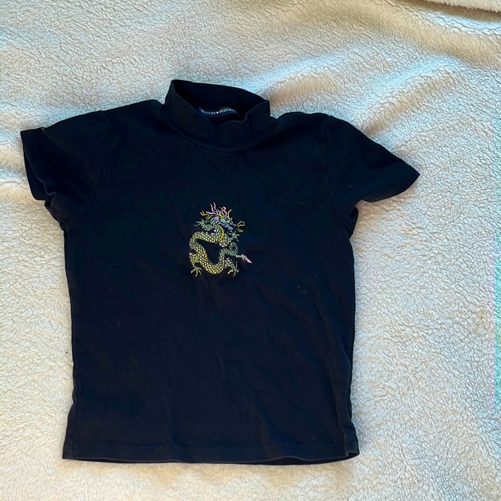 brandy melville - t-shirt -crop -worn -no rips cuts  or snags- one size fits all